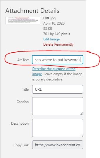 how to use keywords on images